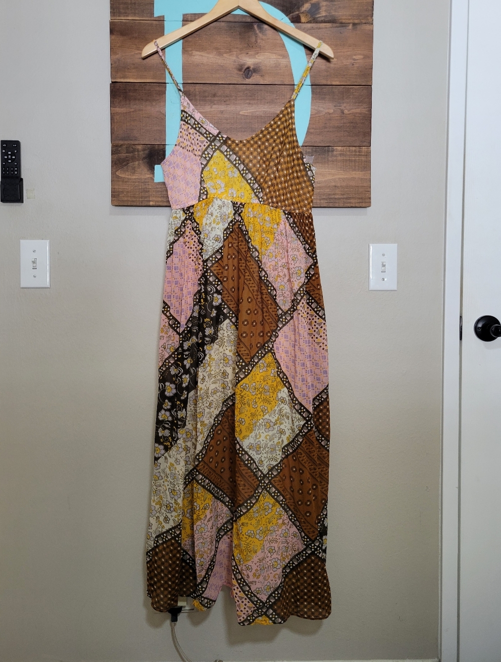RAGA Jenya Maxi Dress Spaghetti Strap Patchwork Sundress Cruise Wear Size L